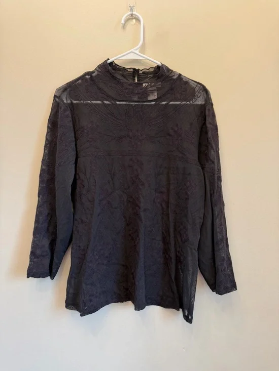 Sundance | Sheer Floral Top Womens mesh stretch boho Like New LARGE blouse - Picture 3 of 10